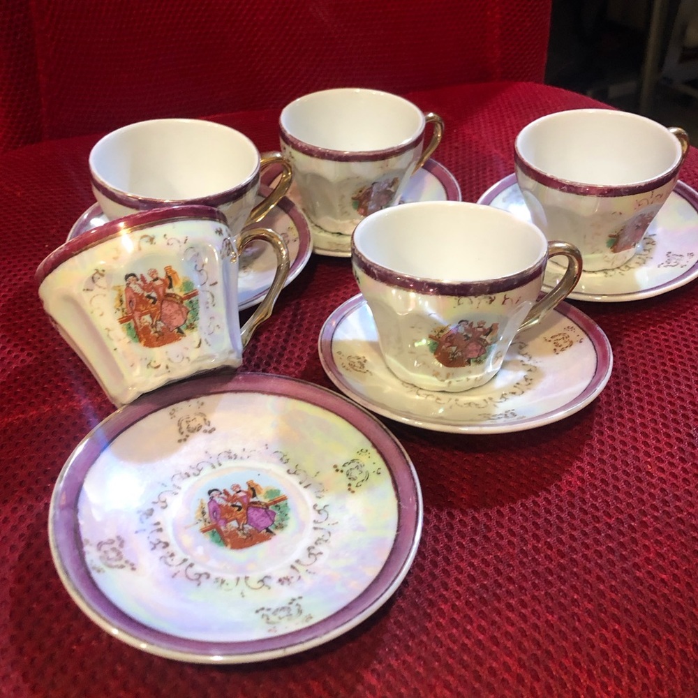 Elegant Purple and Gold Teacup Set